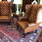 English George III-Style Leather Wingback Chairs     SOLD