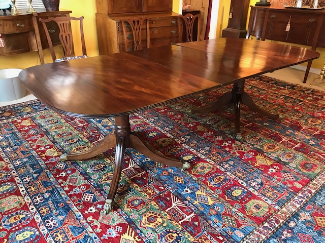 Antique Regency Double Pedestal Mahogany Dining Table    SOLD