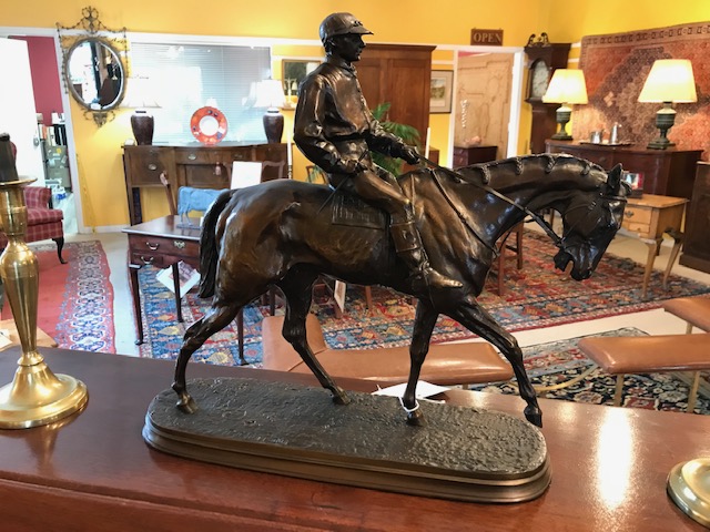 Antique Bronze of Jockey on Horse