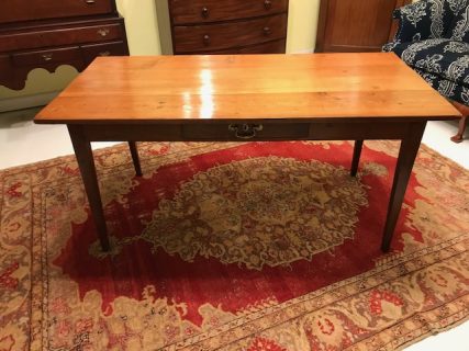 French Pine and Walnut Dining Table