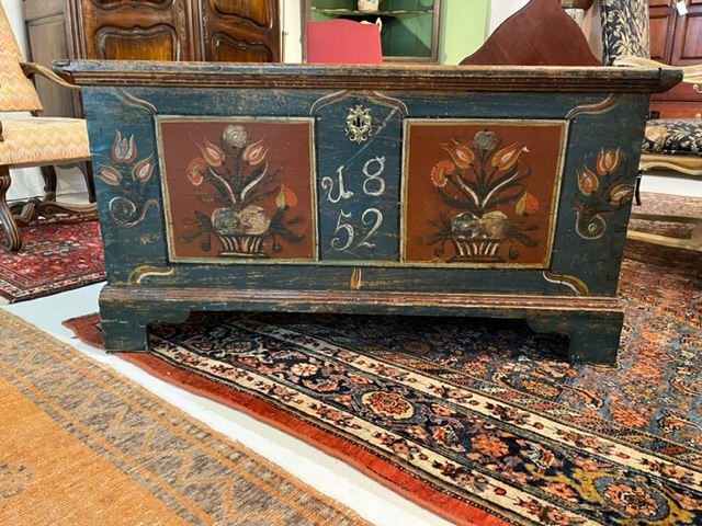 19th c Painted Scandinavian Blanket Chest    SOLD