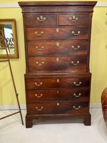 19th c English Chippendale Mahogany Chest on Chest